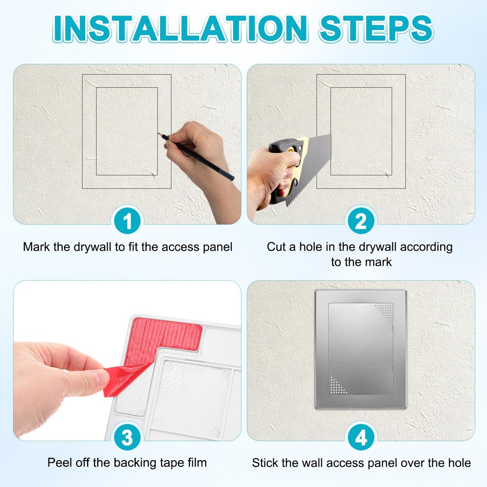 2-Pack Access Panel for Drywall, 7x5" Plastic [Grey, Vented Rectangle]