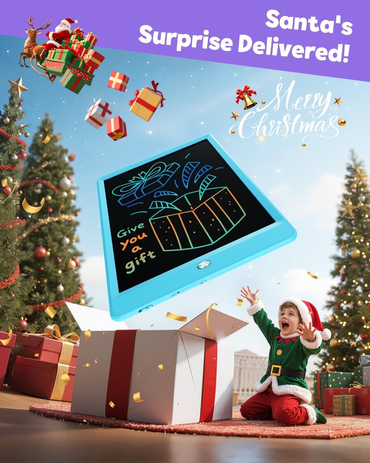 TEKFUN LCD Writing Tablet for Kids, 10-inch Coloring Drawing Pad, Mess Free D...