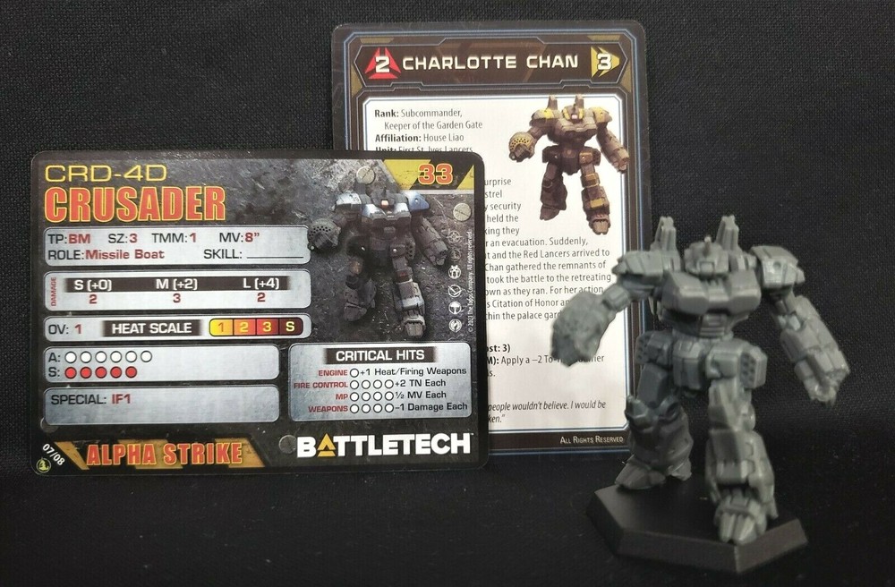 Battletech Crusader Mech, Pilot Cards Alpha Strike IS Direct Fire Lance Catalyst