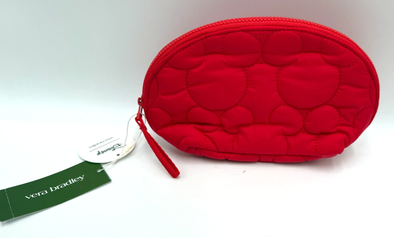 Disney Vera Bradley Mickey Mini Dome Cosmetic Bag Featherweight Red NEW