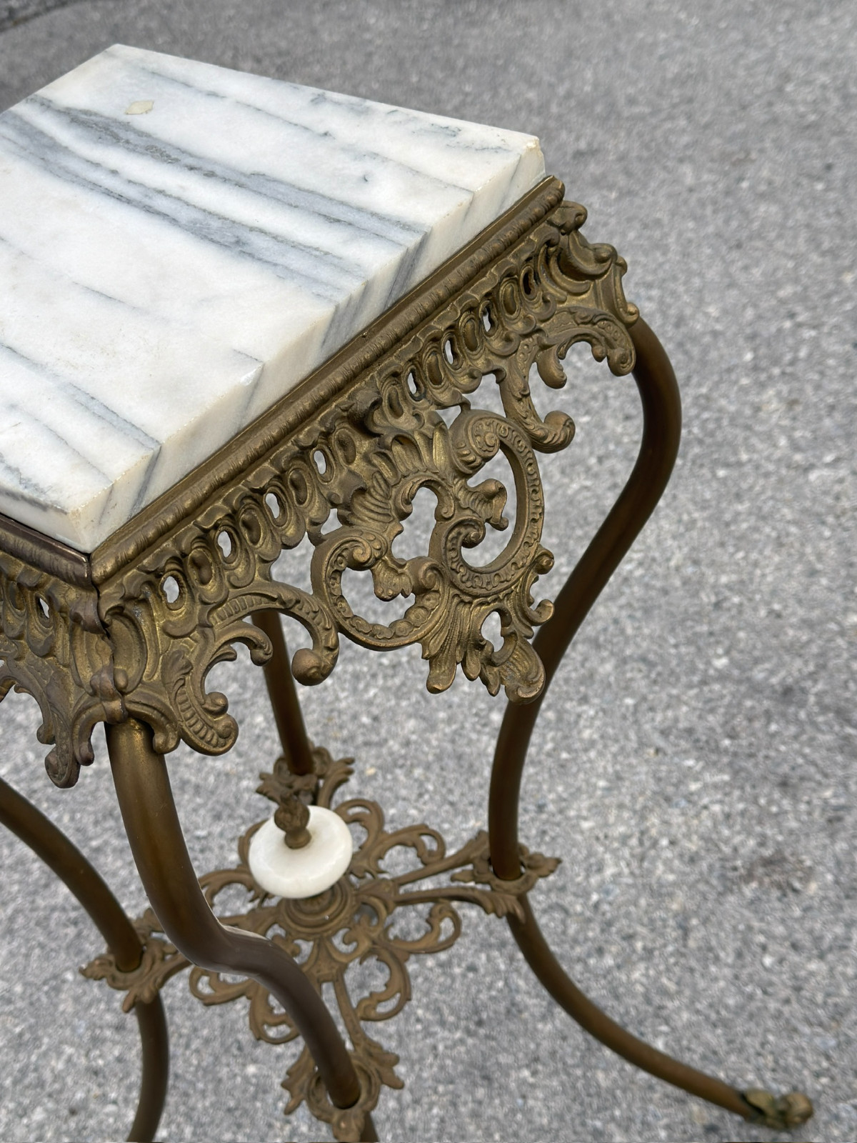 antique victorian bronze ornate marble top plant fern stand pedestal 1890