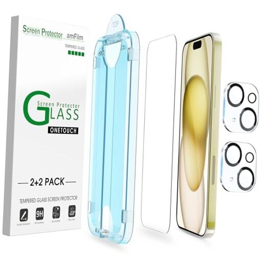 OneTouch 2+2 Pack Compatible with iPhone 15 Screen Protector 6.1" IPH15-6.1”