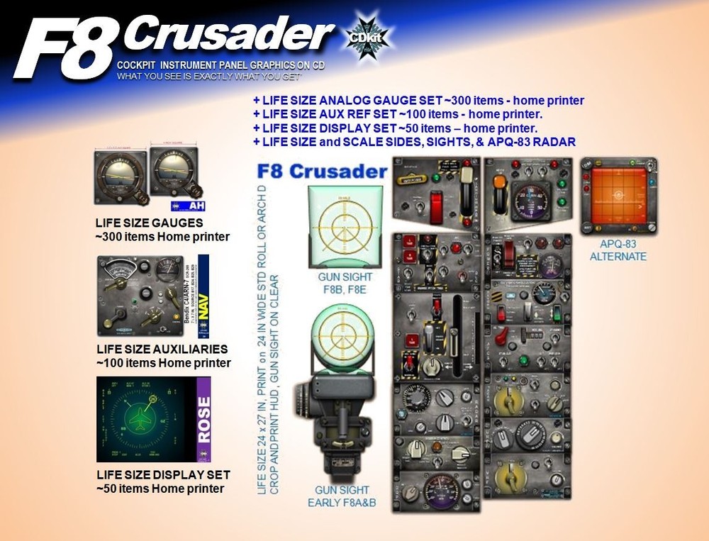 F8/F8U CRUSADER COCKPIT instrument panel CDkit