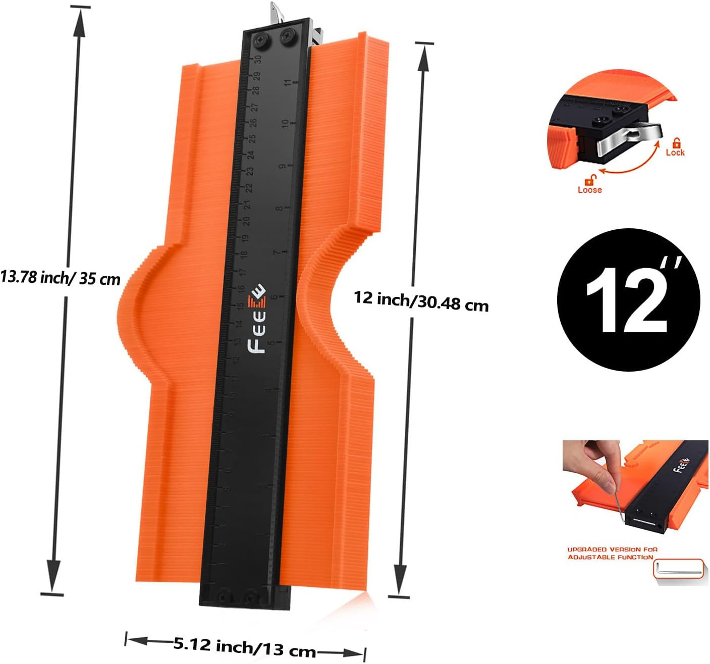 Contour Gauge (12 Inch) with Lock Profile Tool, Super Contour Duplicator Men Gif