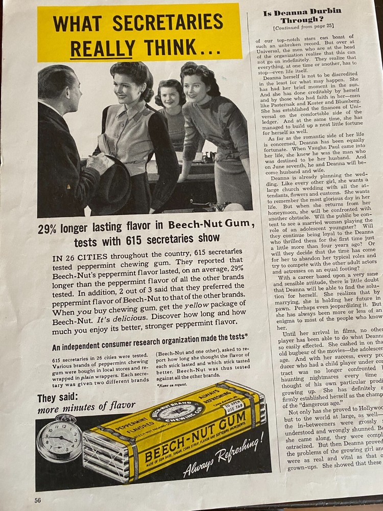 Beech Nut Gum, Vintage Print Ad, a