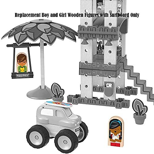 Replacement Two Wooden Figures & Surfboard for Wonder Makers Design System Set