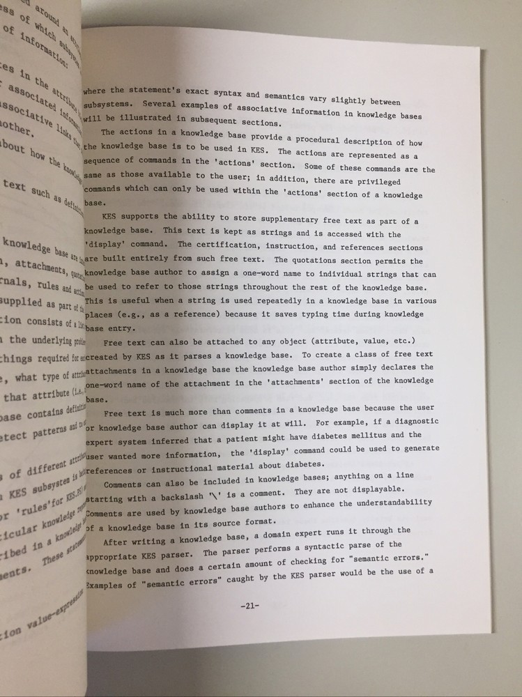 Vintage 84' SOFTWARE A&E KNOWLEDGE ENGINEERING SYSTEM General Description Manual