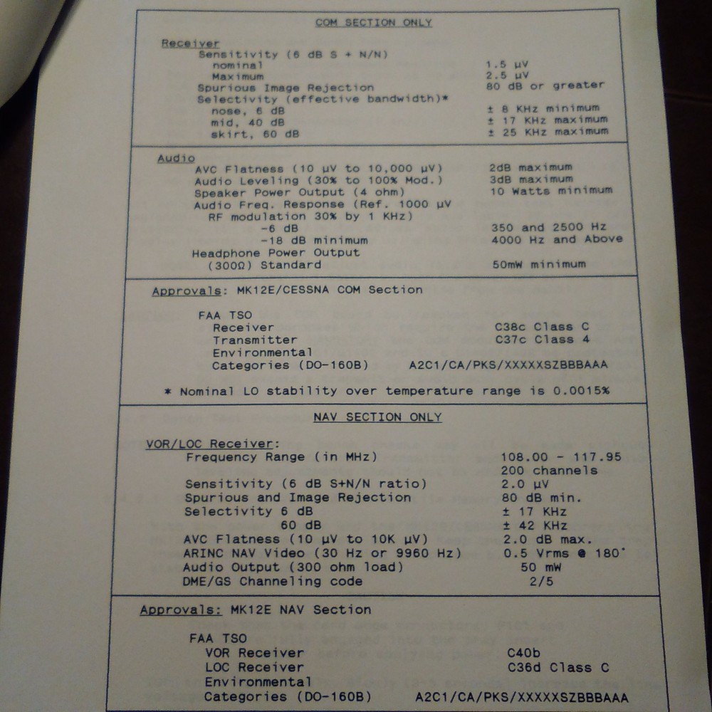 Narco Mk12E Cessna RT-385A Replacement Install Manual.