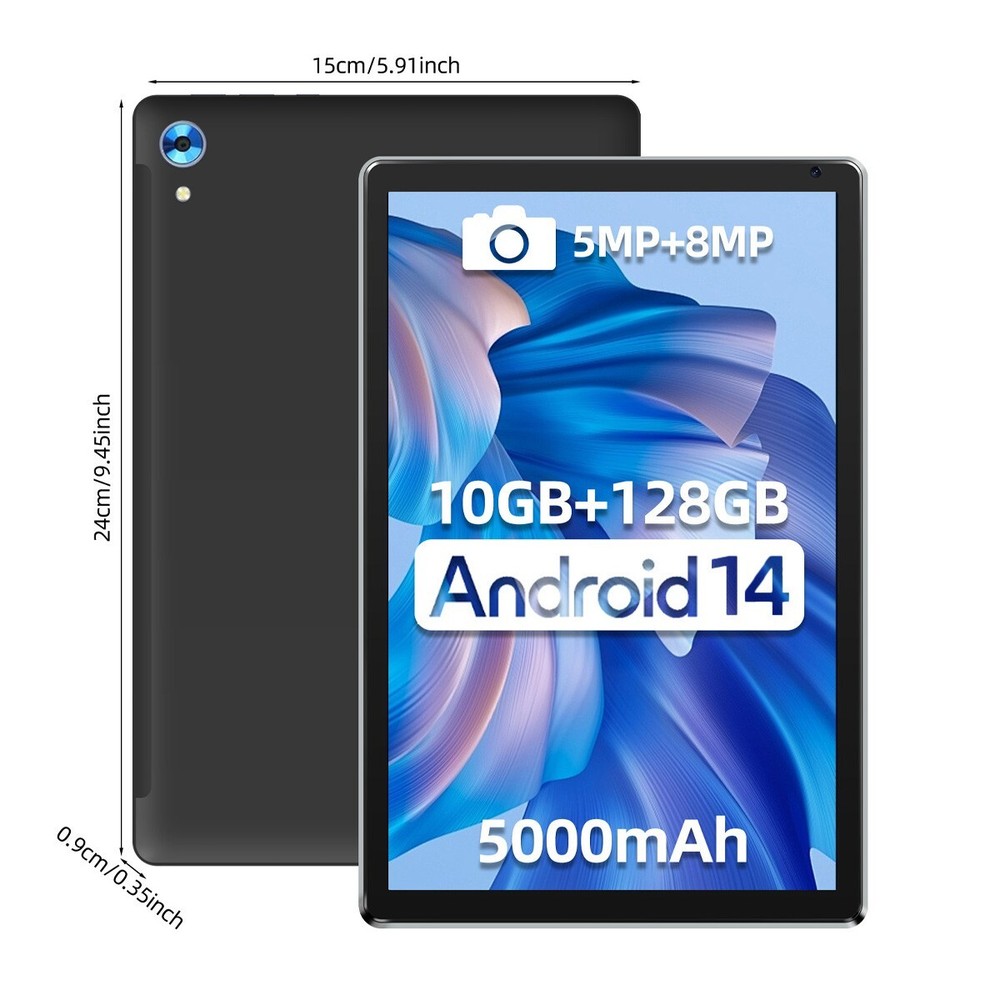 10.1" Android Tablet 24+128GB IPS LCD Touchscreen Octa-core Processor Wi-Fi