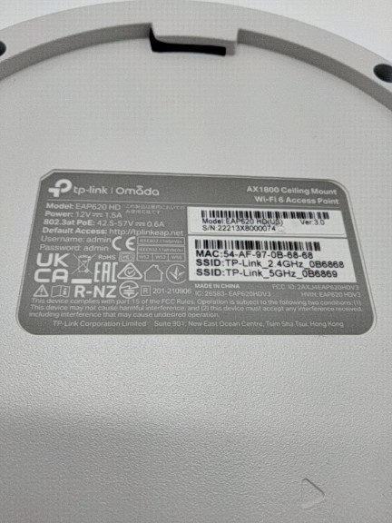 TP-LINK EAP620 HD AX1800 Wireless Dual Band Ceiling Mount Access Point