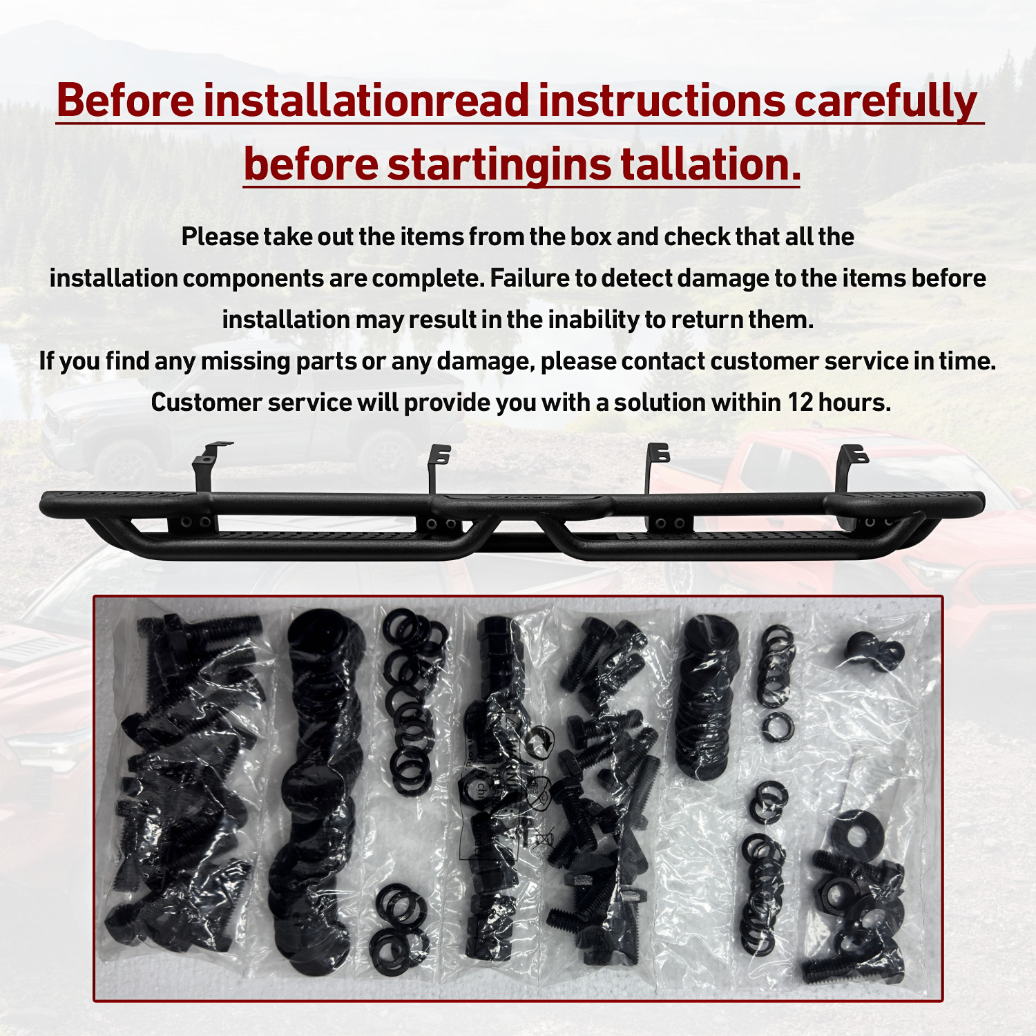 Vijay For 2022-2026 Toyota Tundra Crewmax Cab Running Board & Step Bar Nerf bar