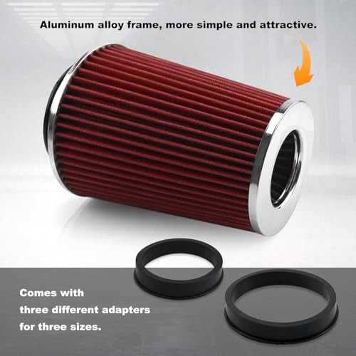 Universal Clamp-on Cone Air Filter Compatible wiht Three Different Size 3"