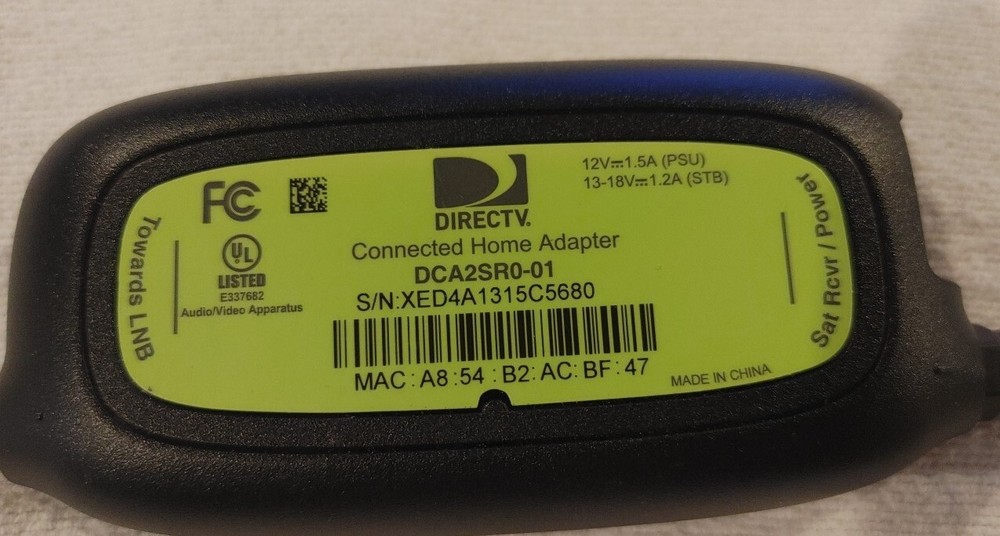 DirecTV Connected Home Adapter DCA2SR0-01 Ethernet Coax