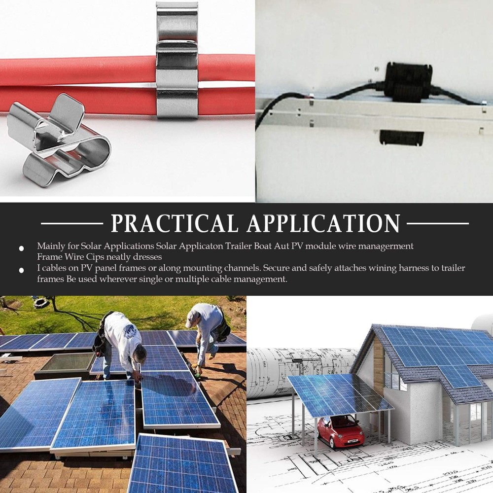 PHITUODA 30pcs Solar Panel Cable Clips Trailer Wire Stainless 30 Pcs