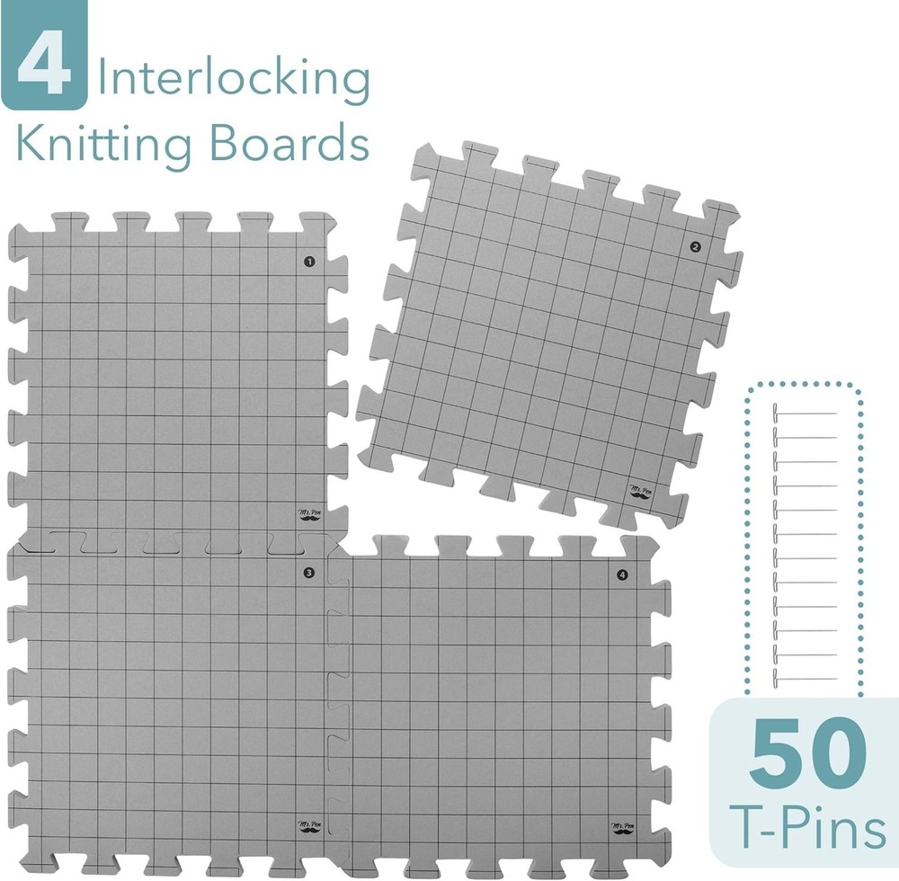 Interlocking Blocking Mats, 12”x12”, 4 Pack, Blocking Mats for Knitting & Cro...