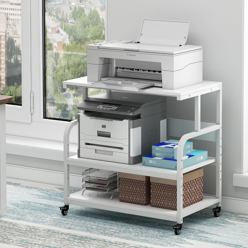 Printer Stand, 32.3" X 18.9" X 32.1" Extra Large Printer Table with Adjustable S
