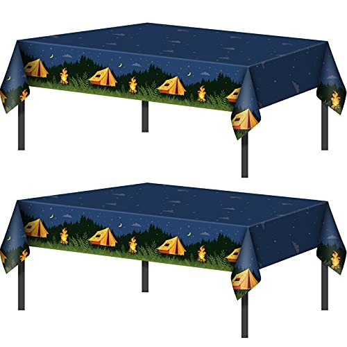 Pieces Camping Party Decorations Camping Tablecloth Plastic Rectangular 2