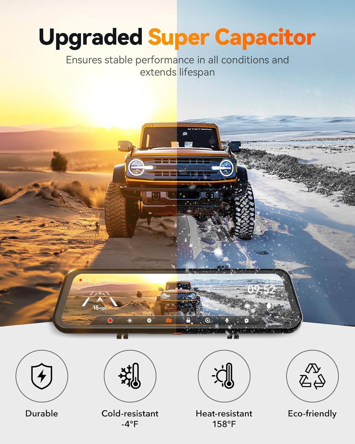 WOLFBOX 3 Channel G900 Tripro 4K Dash Cam Cabin STARVIS 2 IMX678, Wifi & GPS