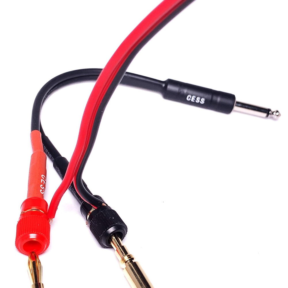 1/4” TS Plug to Banana Jack Adapter – Solderless Binding Post Cable 2-Pack