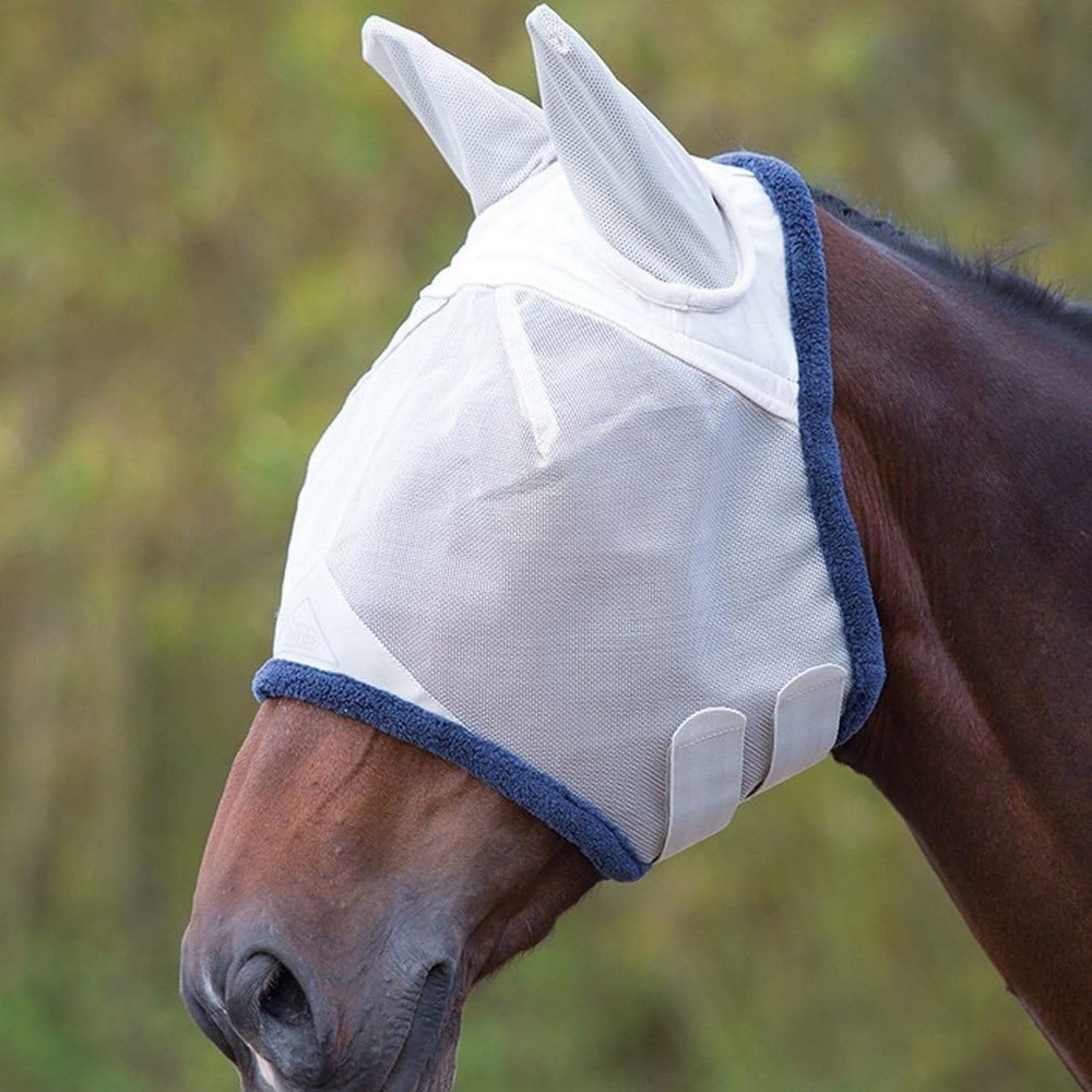 Shires Field Durable Fly Mask with Ears - Grey - Oversize