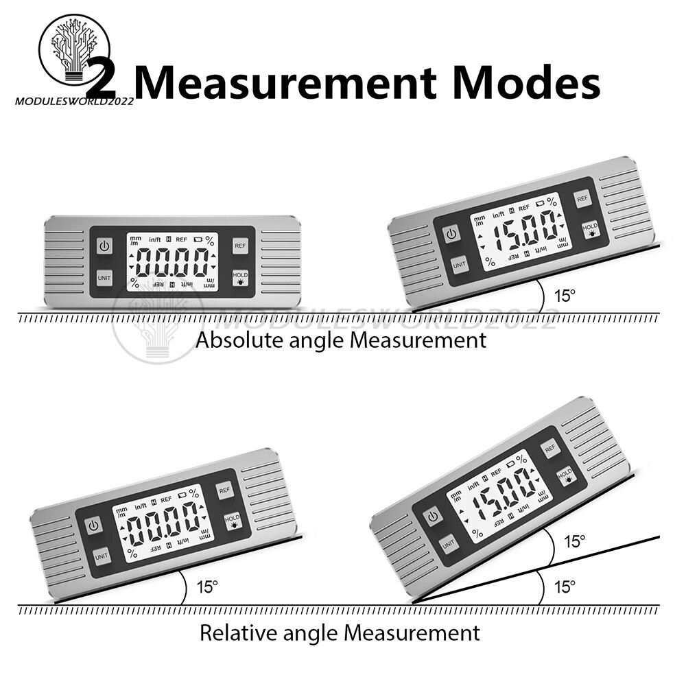 Digital Protractor Angle Finder Inclinometer 4*90° Magnets Level angle slope