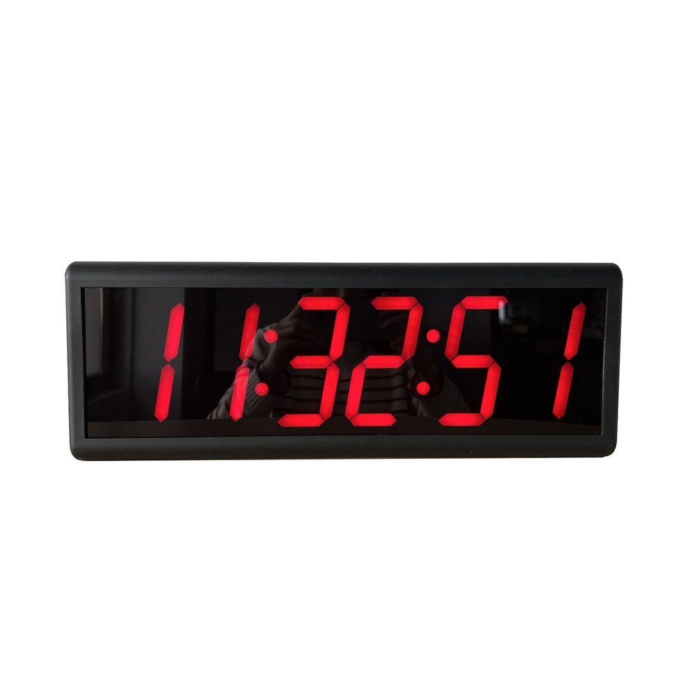 Synchronized NTP WiFi Clock for Office, 4" x 6 Red Digit, Automatic DST Reset