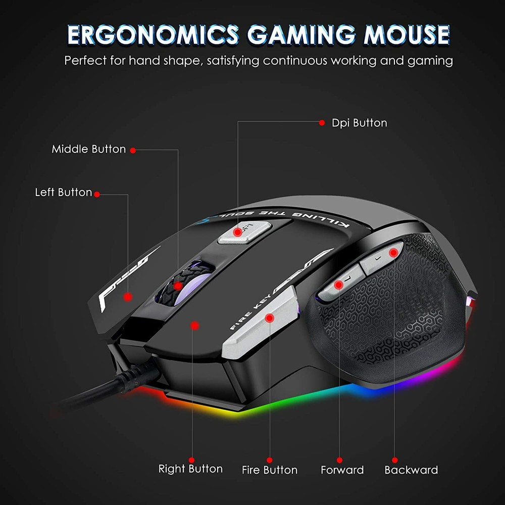 Beastron Wired Backlit Gaming Keyboard + Mouse & Mouse pad Combo Multimedia knob
