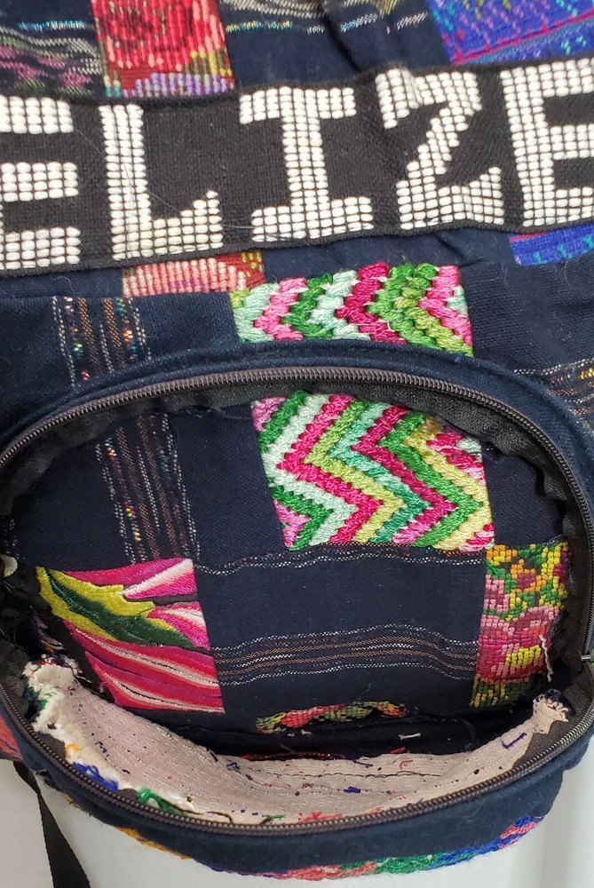 Embroidered Backpack Belize Multi-Colored Stitched Hand Crafted
