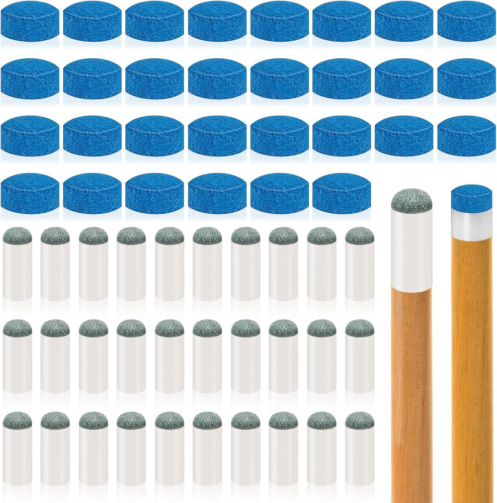 Draupnir 60 Pieces Pool Cue Tips Replacement Kit,30 Slip on Pool Cue Tips and 30