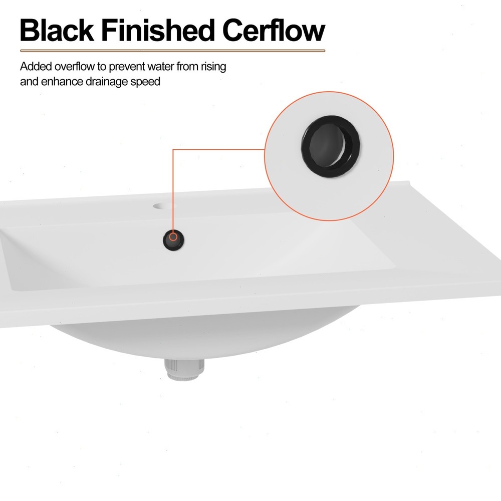 30" Single Sink Vanity Top Undermount Bathroom Sink