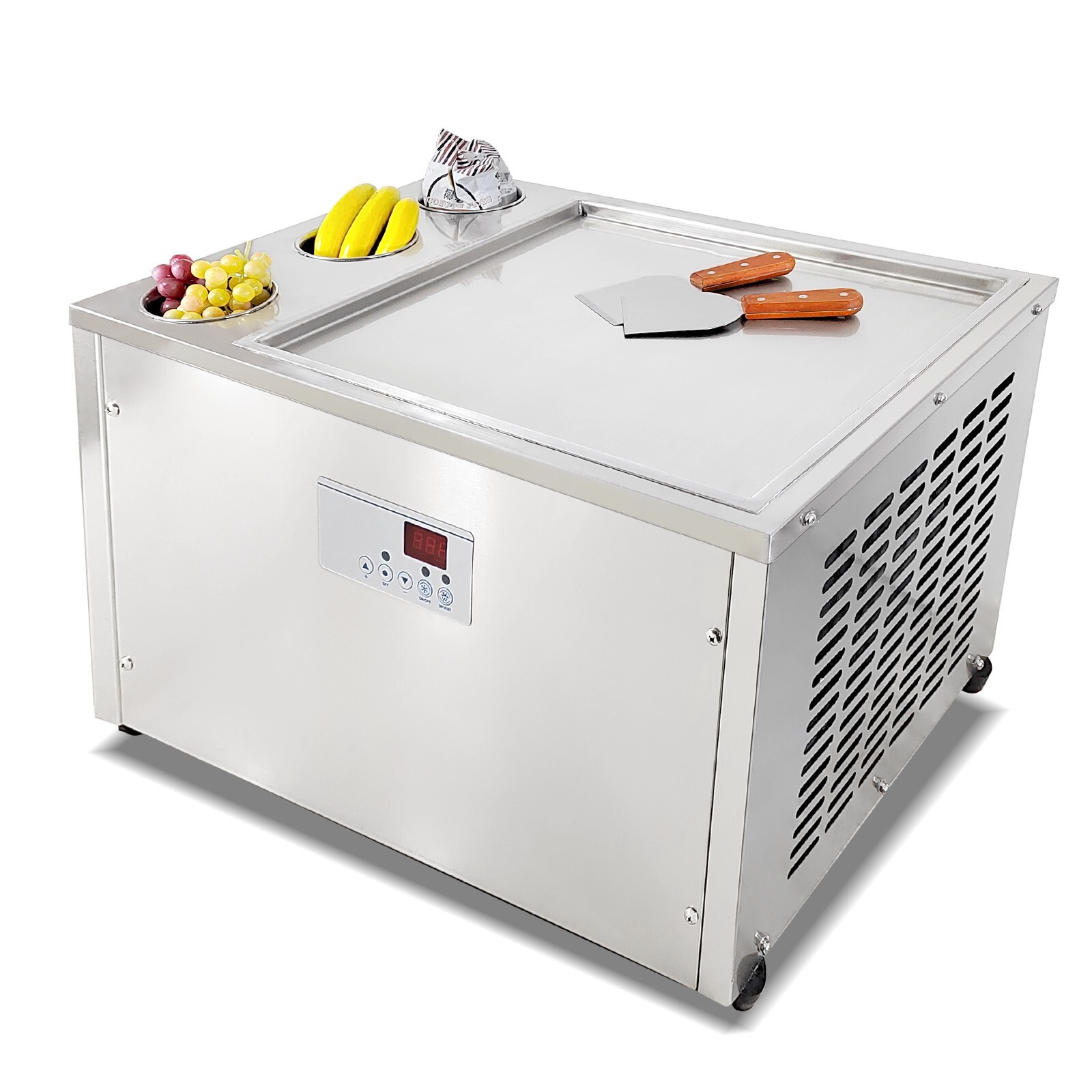 Kolice commercial 45x45cm fry ice cream machine, single square ice pan - 3 tank