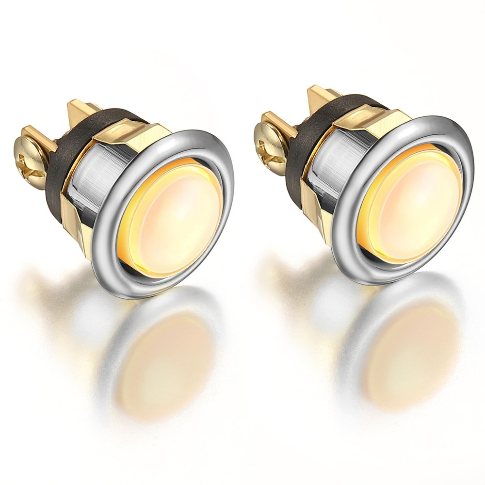 Dreyoo 2 Pack Lighted Doorbell Button Replacement, Easy Silver, Yellow Light