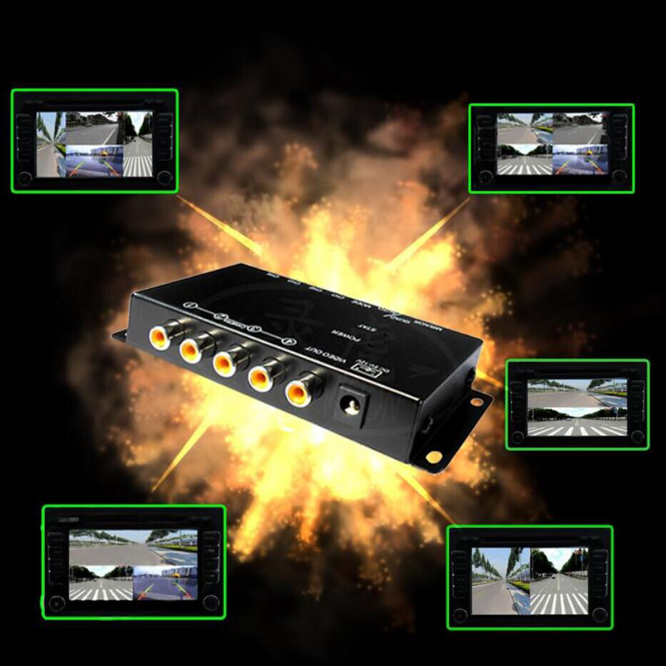 US Car 4 Way Parking Camera Split-Screen Converter Kits Video View 4Image Switch