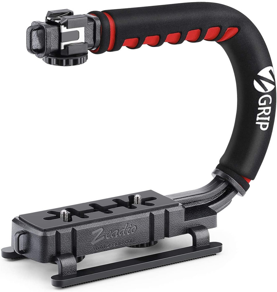 Video Action Stabilizing Handle Grip Handheld Stabilizer with Cold-Shoe Mount fo