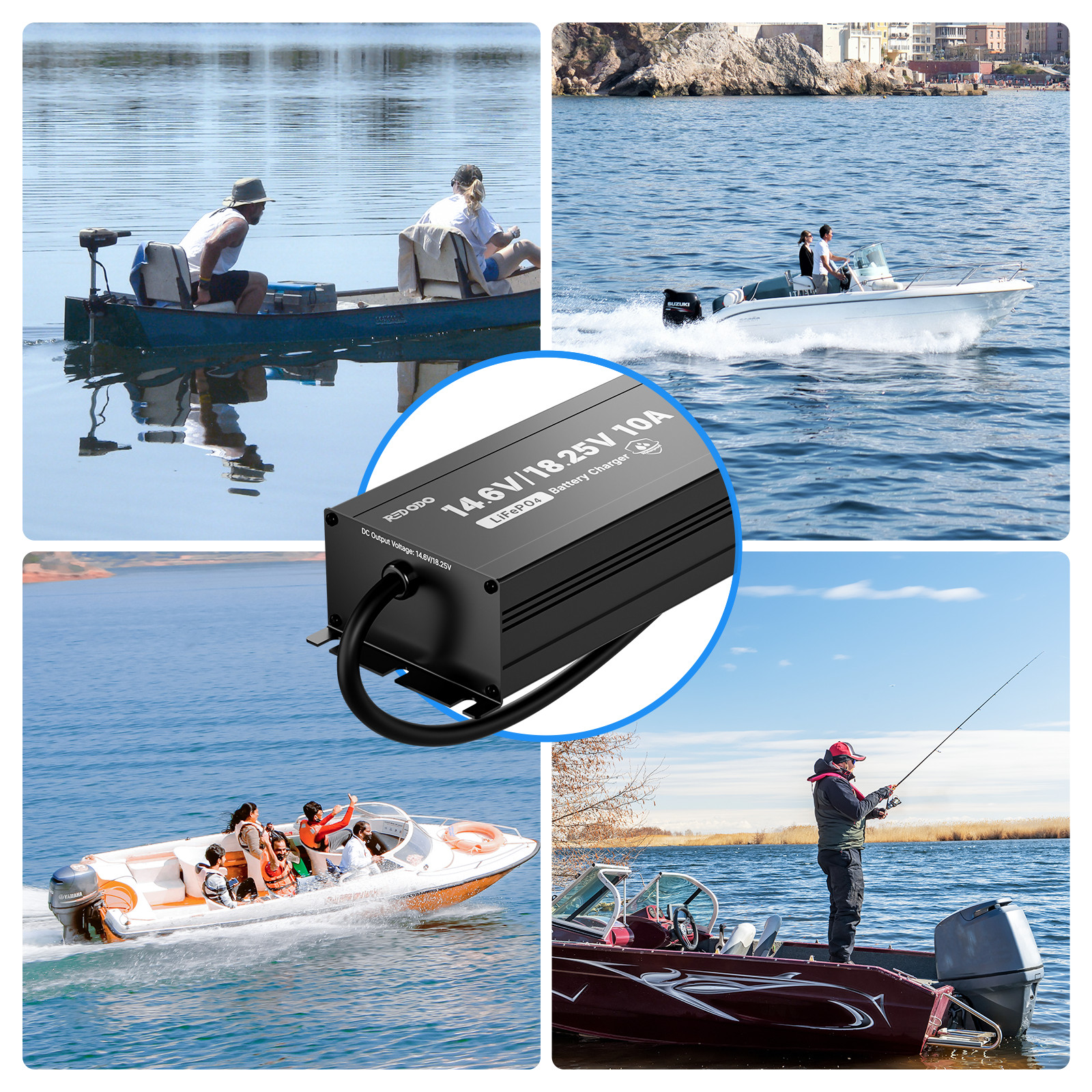 Redodo 14.6V 18.25V 10A Waterproof Charger for 12V 16V LiFePO4 Battery