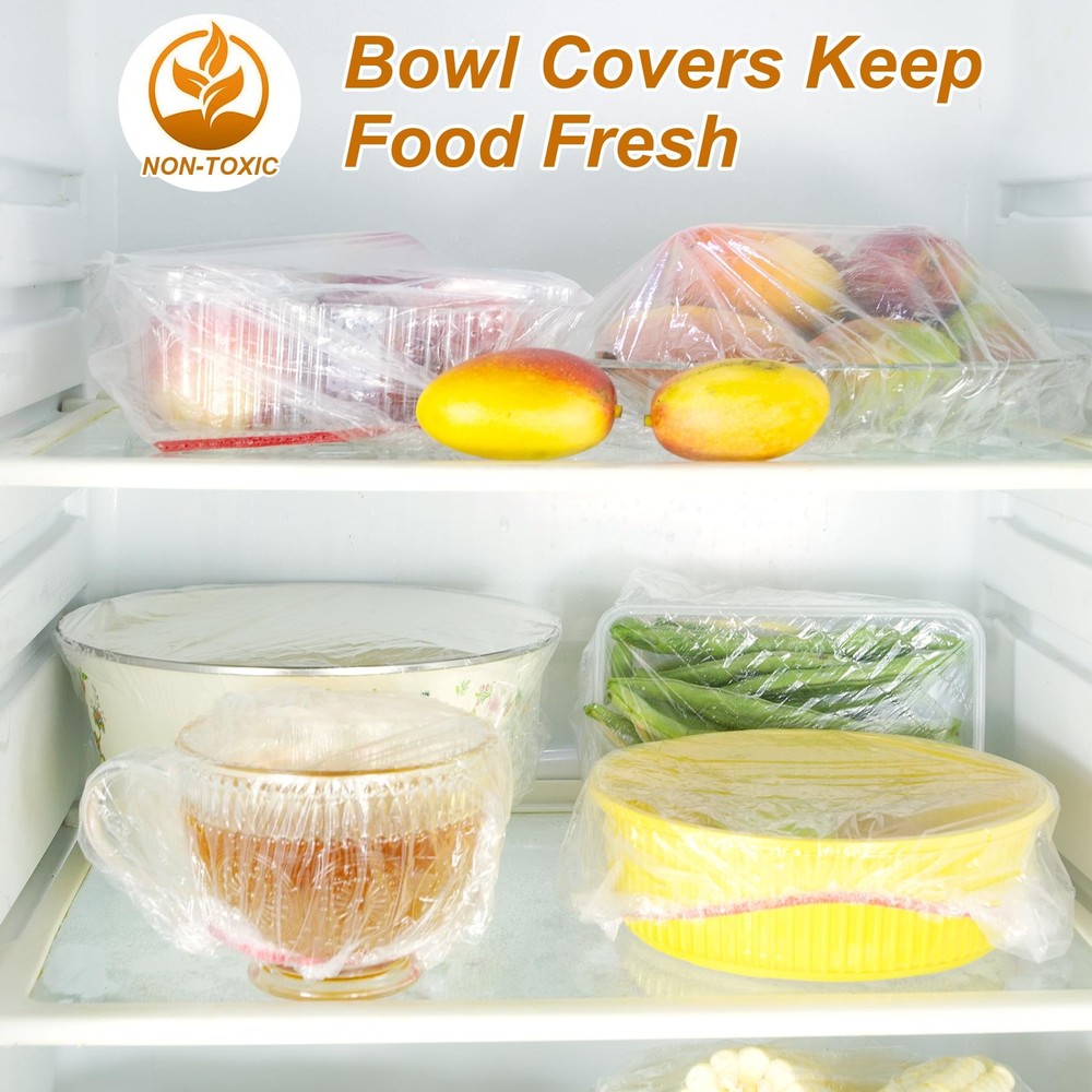 Plastic Bowl Covers Elastic Reusable Fresh Keeping Standard, Transparent