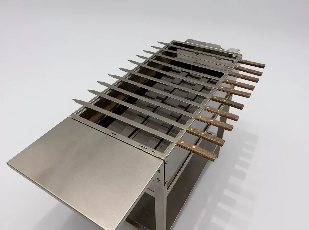 Stainless Steel Mangal Grill 3-in-1 BBQ Skewer Rotisserie Flip Basket Adjustable