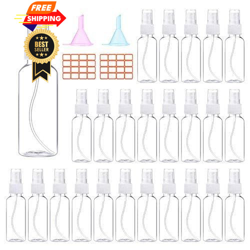 24 Pcs Spray Bottles 2oz / 55ml Clear Empty Mini White