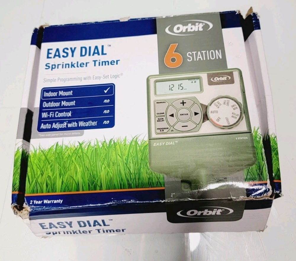 Orbit Easy Dial 6 Station Sprinkler Timer 57596 w/Easy-Set Logic Programming