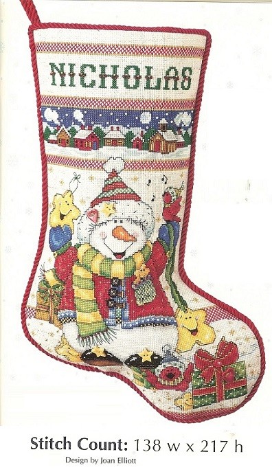 SNOW FUN STOCKING  -  CROSS STITCH  PATTERN ONLY  HM - SYW