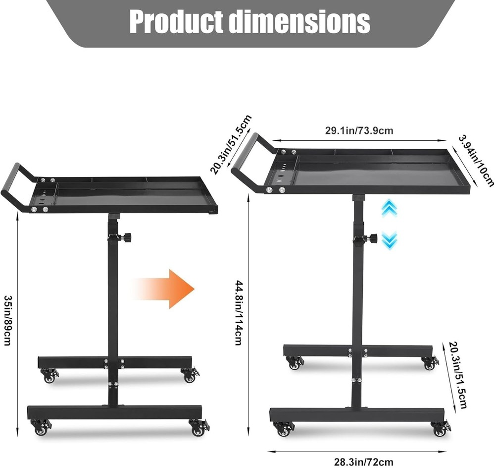 Heavy-Duty Mobile Workbench with Wheels, Rolling Tool Tray Table,300Lbs Capacity