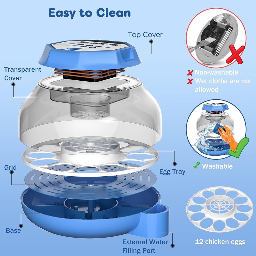 Incubator for Hatching Eggs12-24 Egg Capacity Automatic Egg Turner Temperature