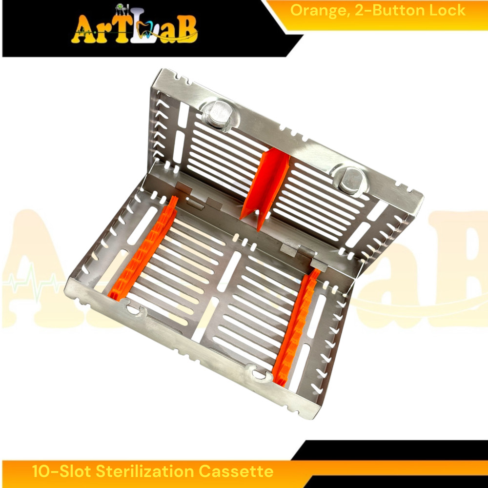2pcs Sterilization Rack Box with Detachable Lids & Button Locks, 10 Slot Each