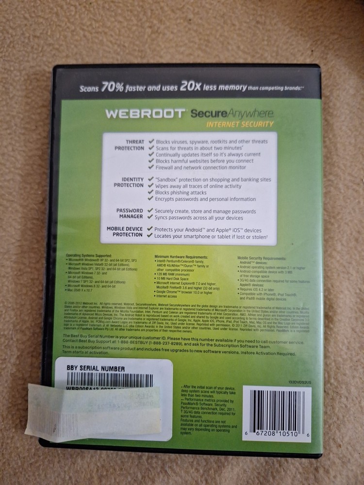 Webroot Software SecureAnywhere Internet Security Plus 2013 for PC, Mac (3...