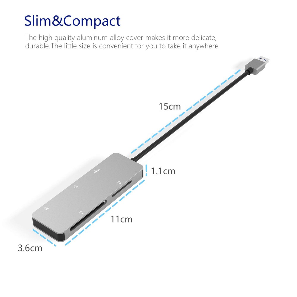 6-in-1 USB 3.0 XD Memory Card Reader TF/SD/MS/M2/XD/CF Combo Adapter