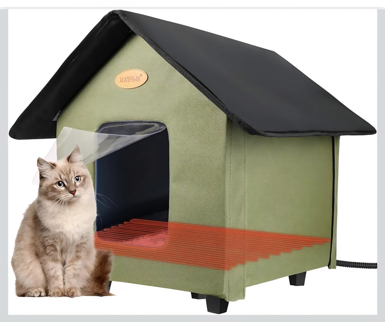 HXPLN Heated Cat House - Elevated Weatherproof Insulated Heated Outdoor Cat...
