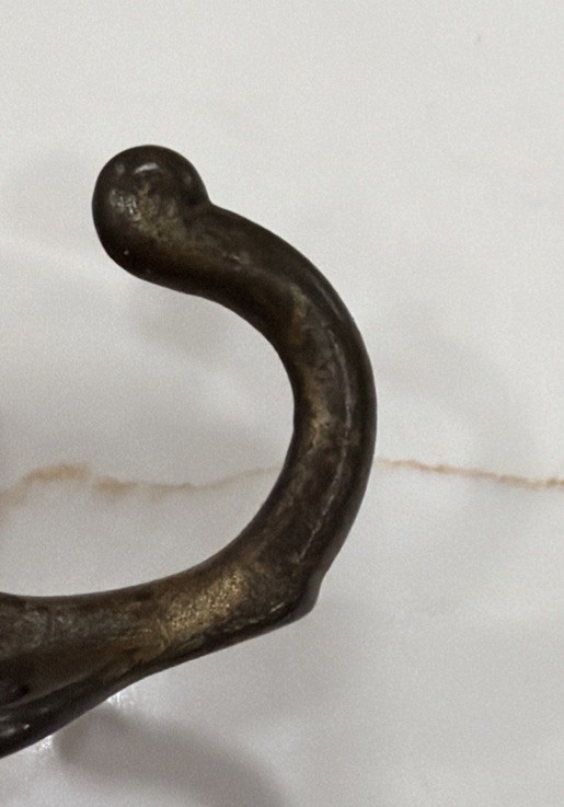 Single Cast Iron Double Hooks Round Tips Coat Hat Salvage Hardware 3”