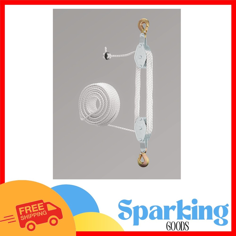 Versatile 4000LB Capacity Pulley System - 65ft Rope for Garage, Workshop & More