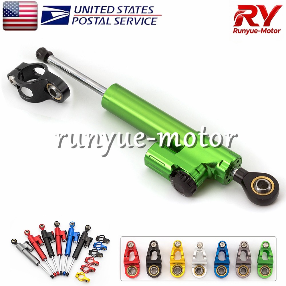 Adjustable Steering Damper Stabilizer Linear Control Universal Aluminum Green
