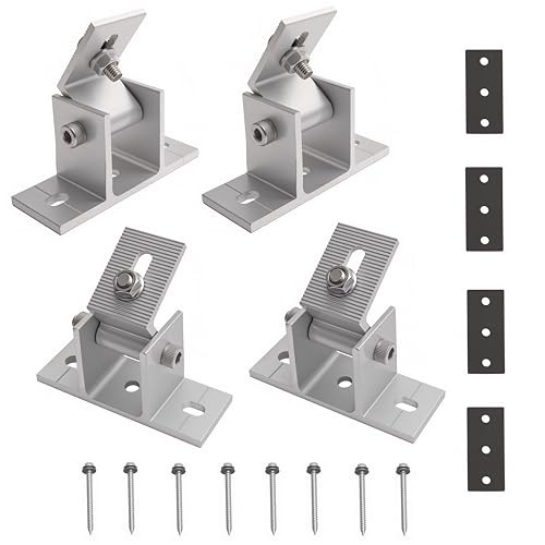 4 Pack Adjustable Solar Panel Tilt Mount Bracket Base, Tilt Angle 10°-60° Flat
